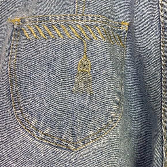 Vintage Explorer Light Blue Denim High Waist Jeans Gold Embroidered Size 14 - Picture 7 of 8